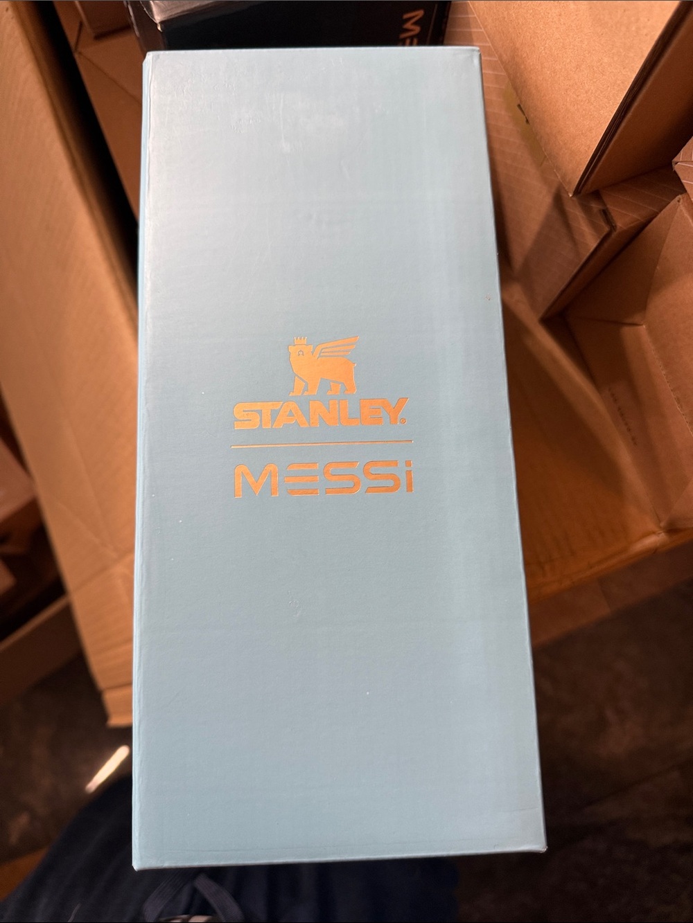 Stanley 40oz Messi Light Blue Box with Gold Messi Logo
